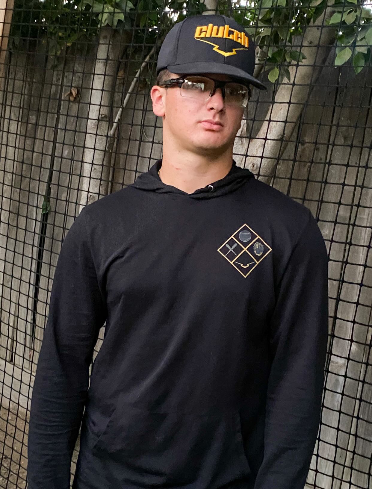 Baseball hoodie, clutch hoodie, black hoodie